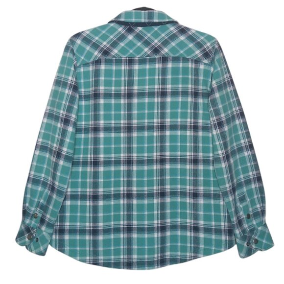ORVIS | Womens Blue Teal Fleece Lined Plaid Flannel Shacket Snap Button Western - Picture 2 of 13